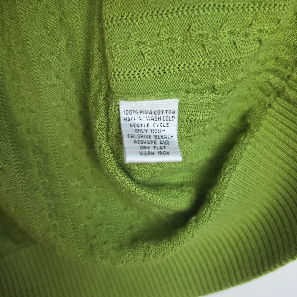 Talbots Button-Up V-Neck Cardigan Women's Size M Green 3/4-Sleeves